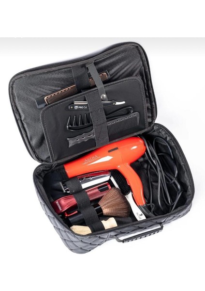 Kuaför Çantası Kapitone Tasarım Suni Deri Malzeme Siyah 30x38 cm