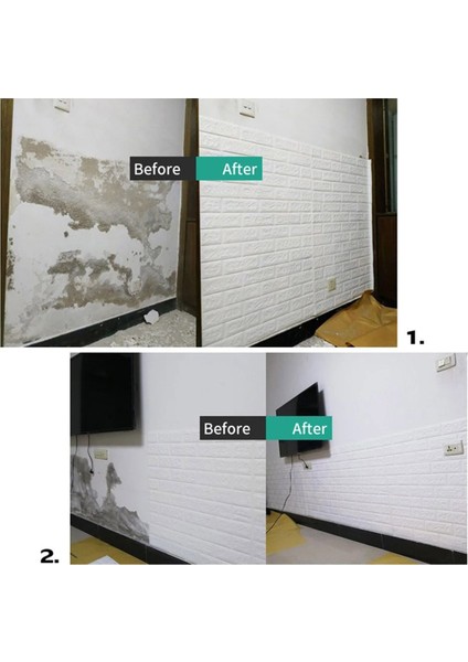 70X30CM Kendinden Yapışkanlı Beyaz Duvar Paneli, Esnek Köpük 0,20 M²