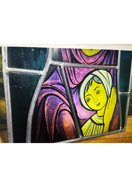 Madonna ve Çocuk Vitray Pano 29,5 cm x 24 cm Ölçülerinde fiyatları