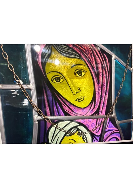 Madonna ve Çocuk Vitray Pano 29,5 cm x 24 cm Ölçülerinde modelleri