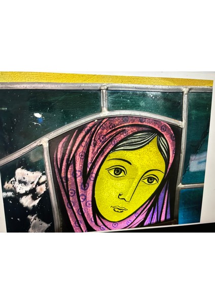 Madonna ve Çocuk Vitray Pano 29,5 cm x 24 cm Ölçülerinde fırsatları