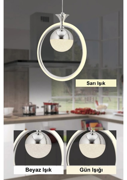 Istanbul Avize Işıl LED Üç Renk Gümüş Lüx Modern Ledli Avize fırsatları