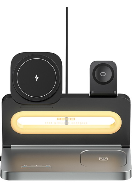 Rcw-49 4in1 Kablosuz Şarj Standı Ambiyans Işıklı Telefon&akıllı Saat&kulaklık 15W Siyah fiyatları