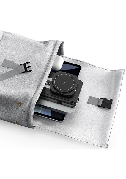 Rcw-49 4in1 Kablosuz Şarj Standı Ambiyans Işıklı Telefon&akıllı Saat&kulaklık 15W Siyah