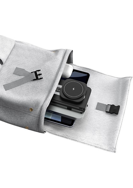 Rcw-49 4in1 Kablosuz Şarj Standı Ambiyans Işıklı Telefon&akıllı Saat&kulaklık 15W Siyah