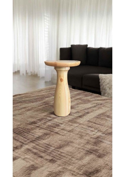 Mantar Yan Sehpa Doğal Ahşap Tekli Naturel Renk