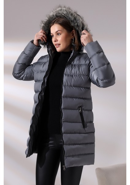 Kadın Kapüşonlu Fermuarlı Microjel Dolumlu Peluşlu Su ve Rüzgar Gecirmez Monta fırsatları