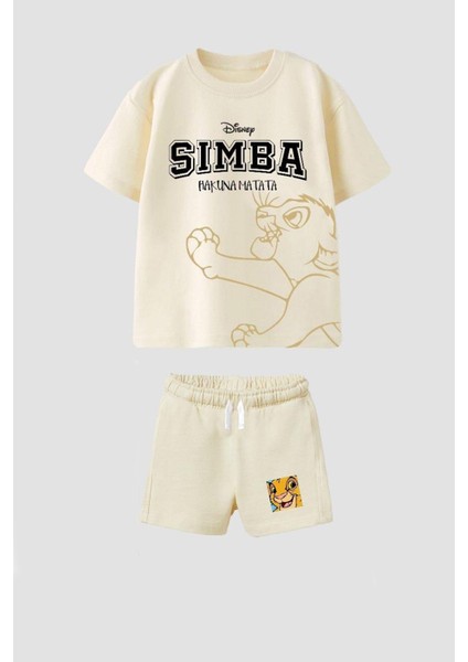 Erkek Çocuk Pamuklu Bisiklet Yaka Aslan Baskılı Tshirt ve Şort Alt Üst Takım fiyatları