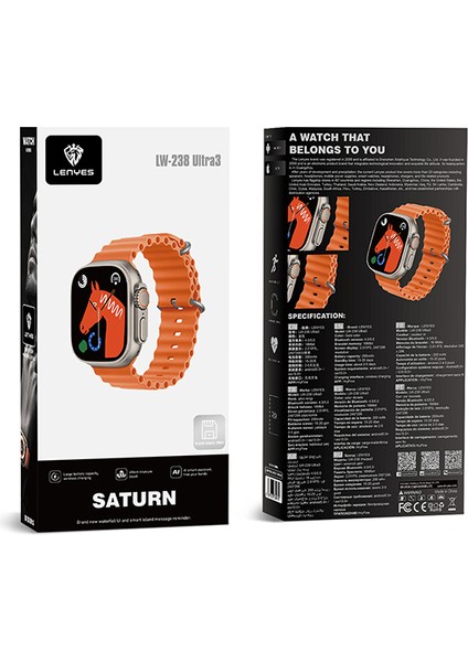 LW-238 Ultra3 Saturn Serisi Ios ve Android Uyumlu Akıllı Saat Gold fırsatları