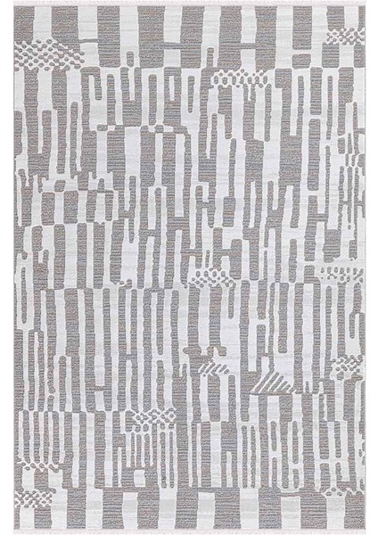 Dalida 3217A Yumuşak Dokulu Modern Desenli Gri Krem Salon, Mutfak, Oturma, Çocuk Oda Halısı