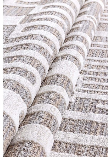 Dalida 3217A Yumuşak Dokulu Modern Desenli Gri Krem Salon, Mutfak, Oturma, Çocuk Oda Halısı modelleri