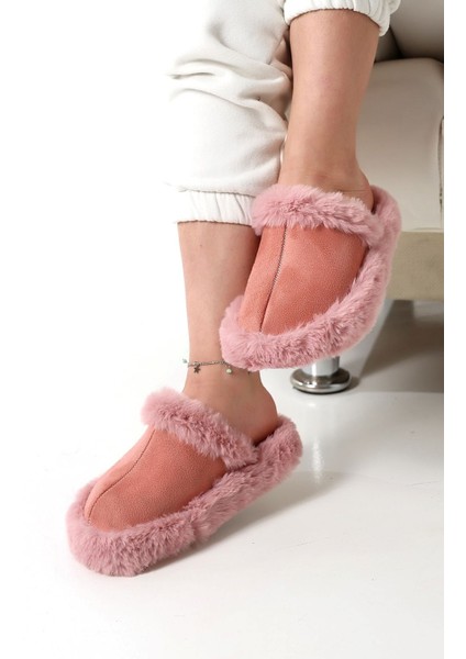 Kadın Sessiz Yumuşak Eva Taban Peluş Yünlü Pofuduk Ev Terlik Kışlık Terlik Peluş Terlik