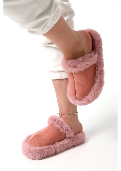 Kadın Sessiz Yumuşak Eva Taban Peluş Yünlü Pofuduk Ev Terlik Kışlık Terlik Peluş Terlik