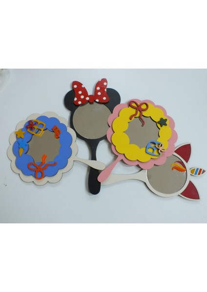 Ahşap Lazer Kesim Mdf Ayna Pleksi Mickey Mouse Çocuk El Aynası Prenseslere... modelleri