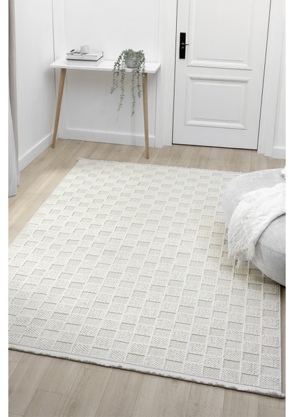 Fizy Beyaz Halı Loop Sisal Halı Modern Dokuma Oturma Odası Salon Halısı 13795A