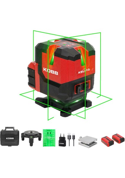 KBL41G 30METRE 4X90⁰/1X360⁰ Otomatik Hizalamalı Li-Ion Çift Akülü Profesyonel Yeşil Çapraz Çizgi Lazer Distomat fiyatları
