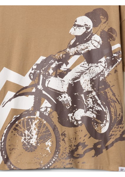 Erkek Çocuk Kahverengi Grafikli Relaxed T-Shirt fiyatları