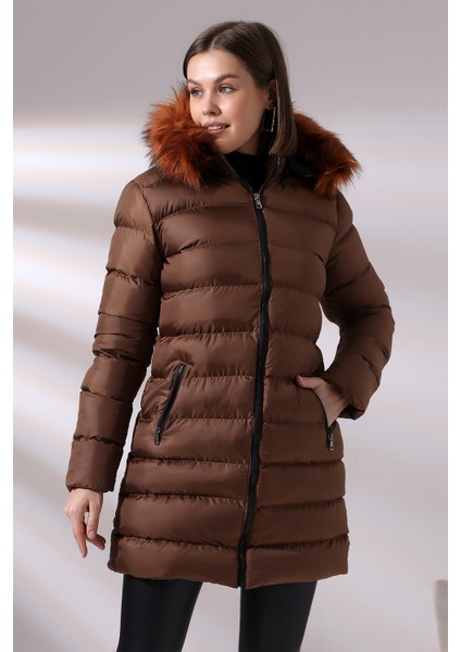 Kadın Kapüşonlu Fermuarlı Microjel Dolumlu Peluşlu Su ve Rüzgar Gecirmez Monta fiyatları