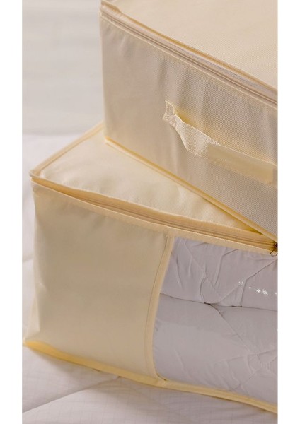 3'lü Set Büyük Boy 70X50X25CM Pencereli Çekyat&baza Altı,yorgan&yastık Düzenleyici Hurç Krem modelleri