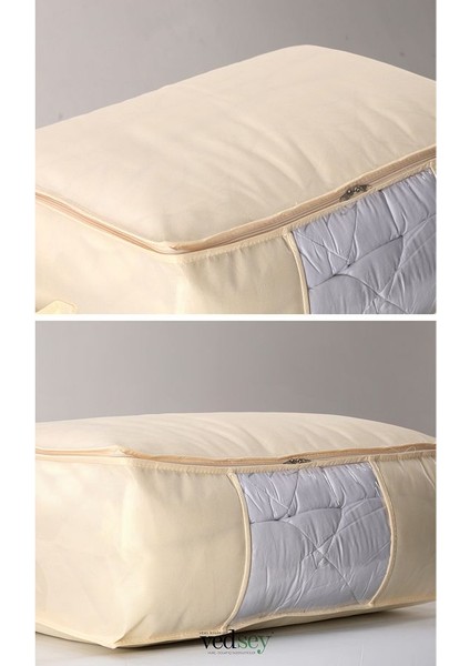 3'lü Set Büyük Boy 70X50X25CM Pencereli Çekyat&baza Altı,yorgan&yastık Düzenleyici Hurç Krem fırsatları