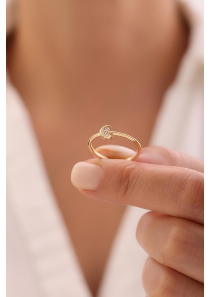 14 Ayar Minimal Ay Yüzük modelleri