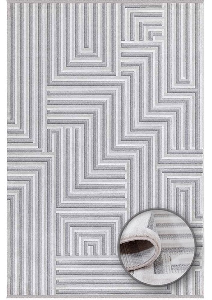 Dalida 3210A Yumuşak Dokulu Iskandinav Desenli Gri Krem Salon, Mutfak, Oturma, Çocuk Oda Halısı