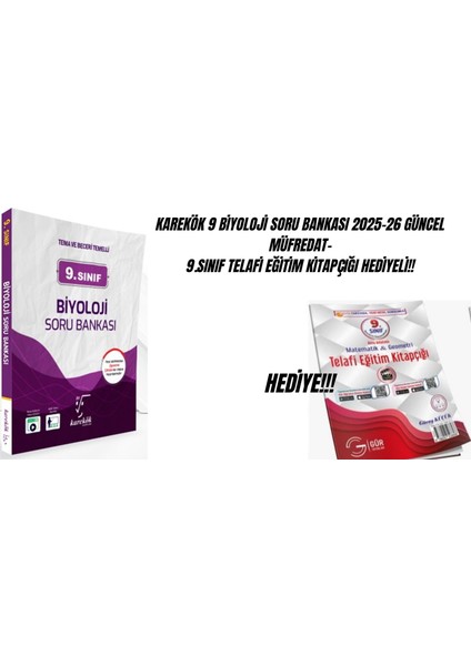 Karekök 9 Biyoloji Soru Bankası 2025-26-9.SINIF Telafi Eğitim Kitapçığı Hediyeli!!