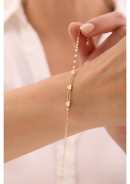 14 Ayar Aynalı Zincir Kalp Bileklik modelleri