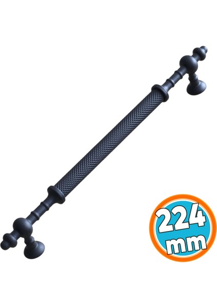 Mobilya Çekmece Mutfak Dolabı Dolap Kapak Kulpları Kulbu Siyah Metal Kulp 224 mm (22.4 Cm)