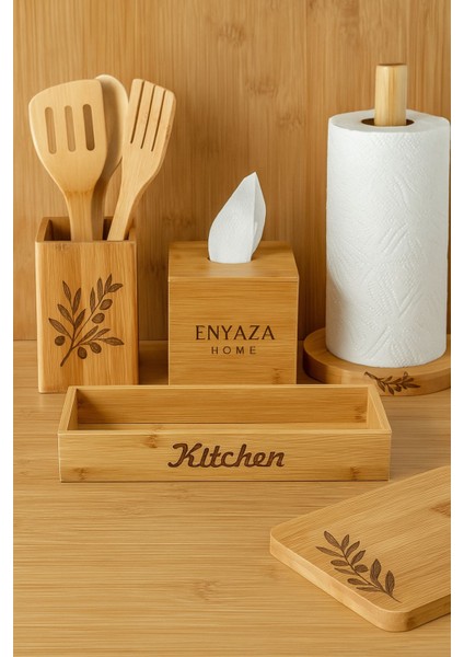 Bambu Mutfak Tezgah Üstü Çok Amaçlı Düzenleyici - Saklama Kutusu- Organizer 33 cm x 11 cm modelleri