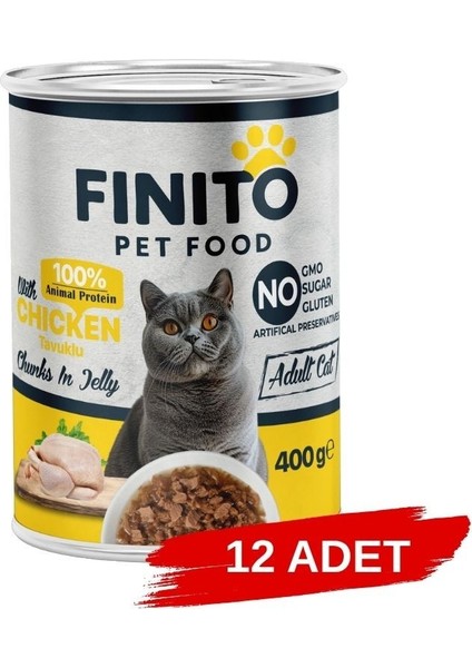Parça Etli Tavuklu Kedi Konservesi 400 G x 12 Adet