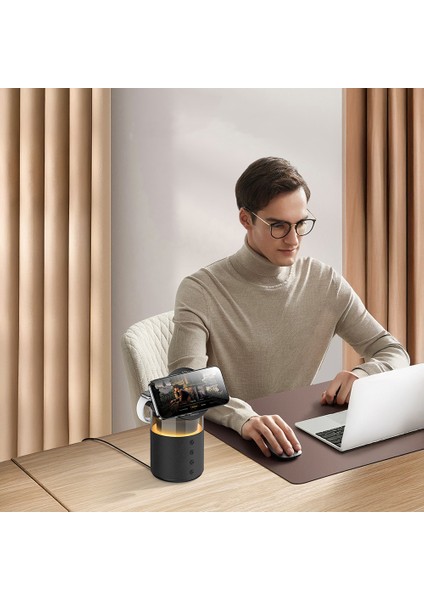 Rcw-51 Kablosuz Şarj Standı Ambiyans Işıklı Bluetooth Speaker Hoparlör Özellikli Siyah fırsatları