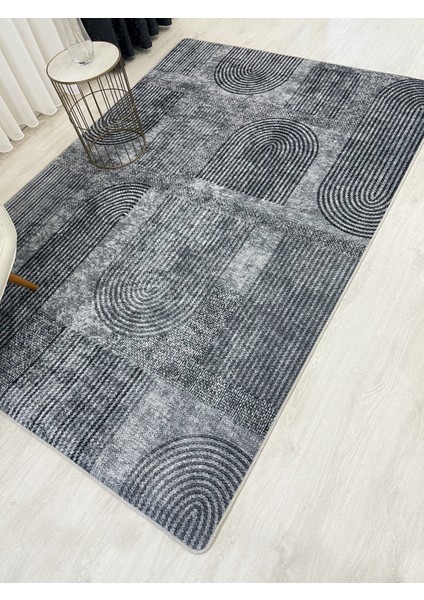 Gri Jüt Görünümlü Modern Halı