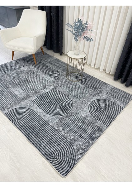 Gri Jüt Görünümlü Modern Halı modelleri