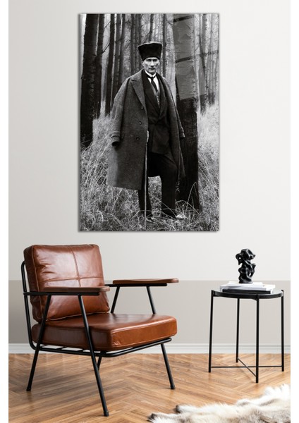 Ormanda M. Kemal Atatürk Cam Tablo, Modern Ev Ofis Dekoru Hediyelik Duvar Dekorasyonu, Kırılmaz Cam fiyatları