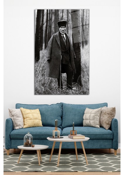 Ormanda M. Kemal Atatürk Cam Tablo, Modern Ev Ofis Dekoru Hediyelik Duvar Dekorasyonu, Kırılmaz Cam modelleri
