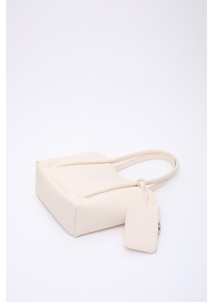 Krem SHK122 Suni Deri, Çıtçıtlı, Makyaj Çantalı, Cüzdanlı El, Kol ve Omuz Çantası