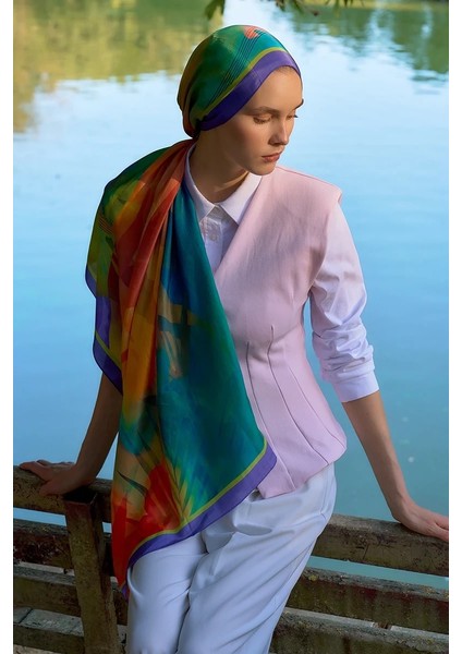 Renkli Ed Scarf Inspired Volen Desen Şal fiyatları