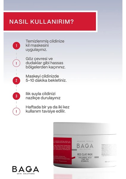 Baga Kırmızı Kil Maskesi Gözenek Temizleyici Sebum Dengesi Sağlayıcı Maske 100 ml modelleri