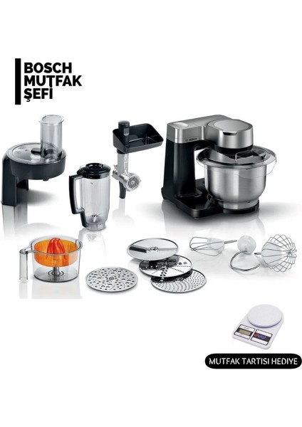 MUMS2VM40 Mutfak Robotu – 7 Hızlı, Çelik Hazneli Hamur Yoğurma Blender & kıyma makinesi