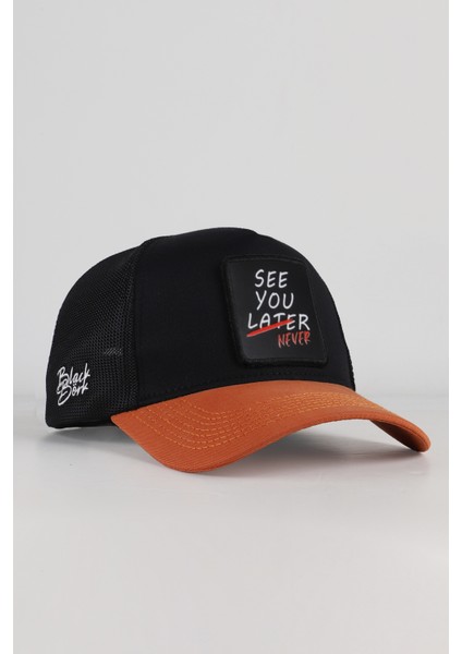 See You Later Never Logolu Kiremit-Siyah Trucker Şapka