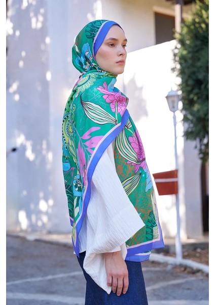 Yeşil Ed Scarf Inspired Fierra Desen Şal modelleri