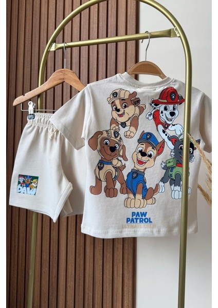 Erkek Çocuk Pamuklu Kumaş Ön Arka Baskılı Tshirt ve Şort Alt Üst Takım fırsatları