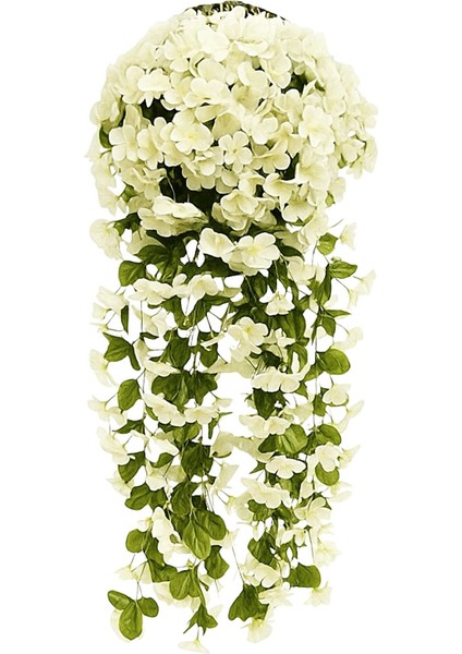 Beyaz Sarkan Çiçekli Duvar Süsü, Yapay Begonvil ve Sarmaşık Dekorasyon
