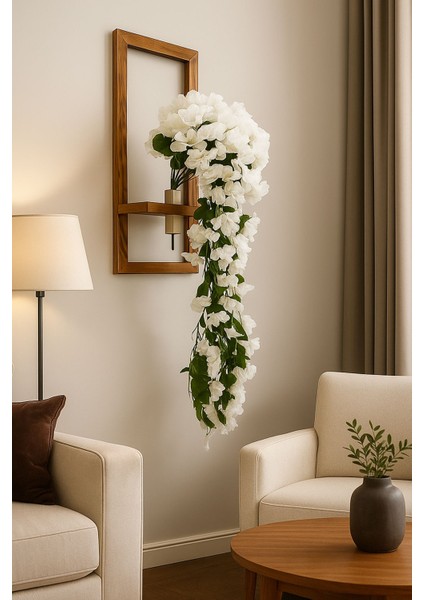 Beyaz Sarkan Çiçekli Duvar Süsü, Yapay Begonvil ve Sarmaşık Dekorasyon fiyatları