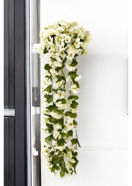 Beyaz Sarkan Çiçekli Duvar Süsü, Yapay Begonvil ve Sarmaşık Dekorasyon modelleri