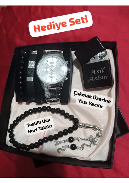 Özel Kutulu Hediyelik Erkek Kombin Saat Seti Eşinize Sevgilinize Hediye Seti - 6048
