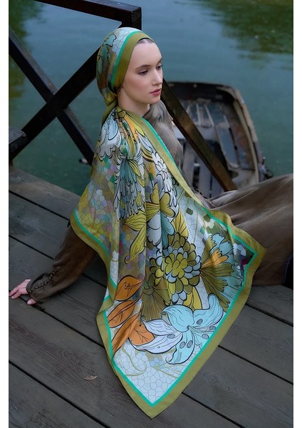 Yağ Yeşili Ed Scarf Inspired Velarose Desen Şal fiyatları