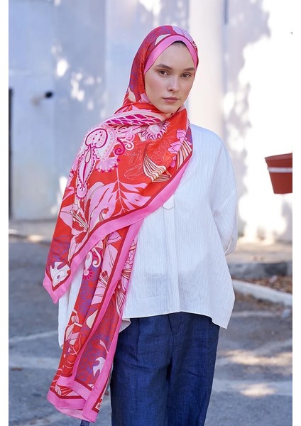 Pembe Ed Scarf Inspired Fierra Desen Şal modelleri