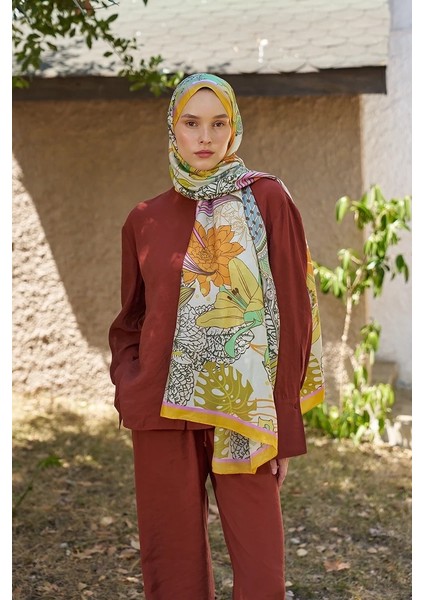 Turuncu Ed Scarf Inspired Fierra Desen Şal modelleri